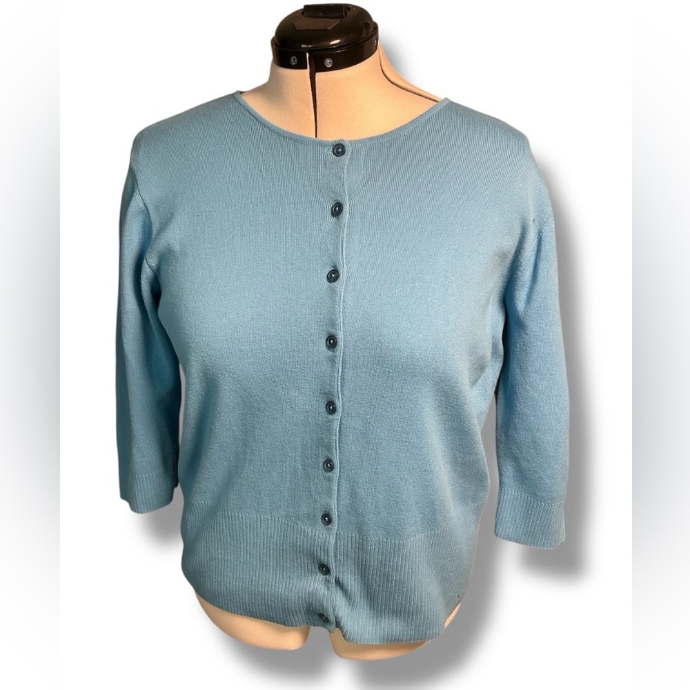Light blue cotton cardigan sweater